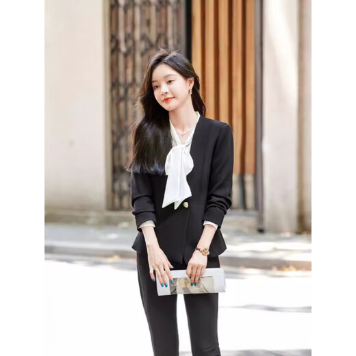 Zi Mei Qiao new spring clothing women's long-sleeved suit suit jacket wide-leg pants cosmetics beauty long-sleeved professional work clothes white single-piece suit XL (recommended 110-120 Jin Jin equals 0.5 kg)