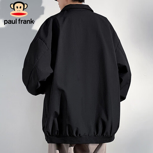 Chaqueta Paul Frank Chaqueta Casual de Primavera y Otoño para Hombre Tops Sueltos de Marca de Moda para Hombre Negro XL