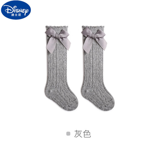 迪士尼（Disney）婴儿袜子夏季薄款中筒袜新生儿宝宝公主长筒袜小腿袜儿童女童网眼 白色 1-3岁 S【鞋码16-22码】