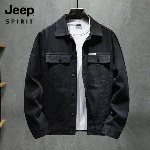 JEEP SPIRIT Jeep American casual khaki denim jacket men's Korean style trendy flying employee jacket trendy brand loose large size khaki XCL#659 high quality 3XL