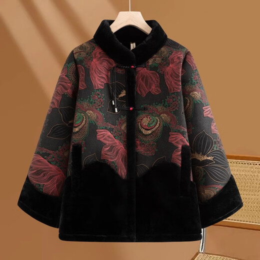 Fengxiao grandma's winter velvet coat, top for middle-aged and elderly mothers, autumn and winter imitation fur coat, thickened warm clothes