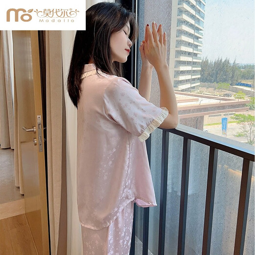 Modal French Palace Style Ice Seide Pyjamas Damen-Kurzarmhose im Sommer Neue Internet-Promi-Kleidungsstil-Kleidungsstücke Set hochwertig-yfy9905 Kurzarmhosen] M empfohlen 80-100jin [Jin gleich 0,5 kg]]