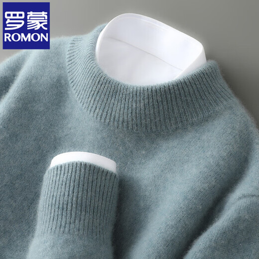 ROMON high-end first-line ready-to-wear pure wool sweater men's autumn and winter half turtleneck thickened warm pullover sweater loose bottoming shirt camel half turtleneck-826 XL