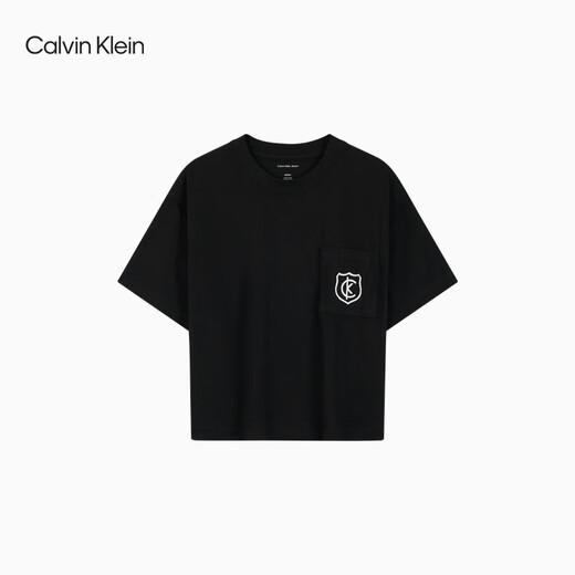 Calvin KleinJeans25春夏新款女士休闲ck徽章盾牌刺绣纯棉短袖T恤47B847G
