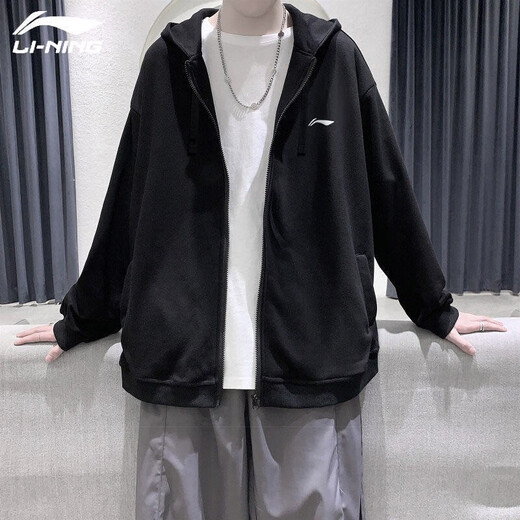 
Li Ning coat men's spring and autumn new loose casual green trendy fashion versatile sports cardigan top men's sweatshirt