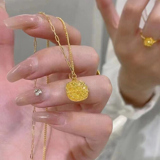 Shantou Lin Village Old Phoenix Gold Brushed Sugar Cube Pendant Imitation Gold Flash Necklace Imitation Gold 45cm Imitation Gold Necklace 45cm