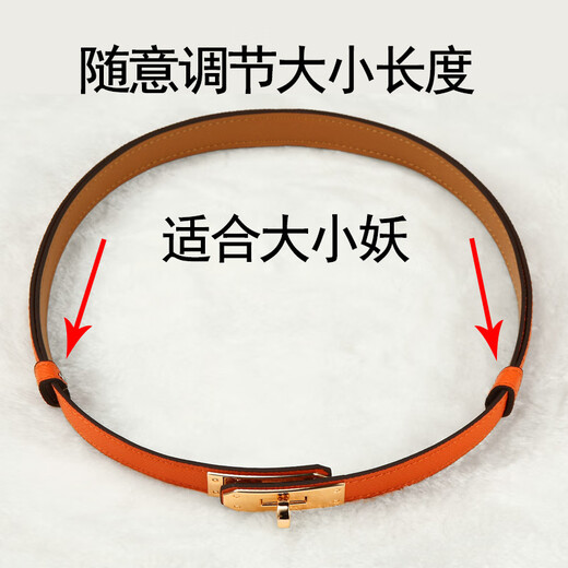 Yunfan H Home Kelly Real Leather Thin Belt Women's Lock Kelly Coat Summer Decoration avec jupe taille 13780 Classic Black Gold Buckle