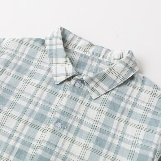 Dudujia Children's Autumn Plaid Shirt Suit Boys Lapel Jacket Knitted Vest Baby Cotton Pants Casual Jacket Blue 90