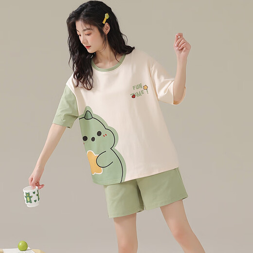 Arctic Velvet (Bejirog) Pyjamas Ladies 2025 Neuer Sommer-zweiteiliger Set Thin Shorts Shorts Summer Student Cartoon Home Anzug 683 Schlafhunde L Größe [Empfohlen 98-112 Jin [Jin gleich 0,5 kg]]]