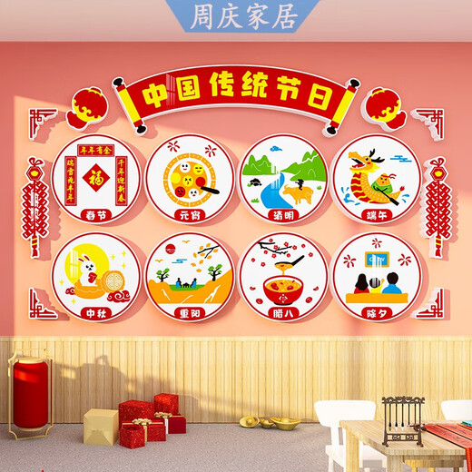 Der Hauptkindergarten ist ein traditionelles Festival-Kulturthema-Wandaufkleber für das chinesische traditionelle Festival-Kulturwand 6198-A Model etwa 2 mm Acryl 1 klein