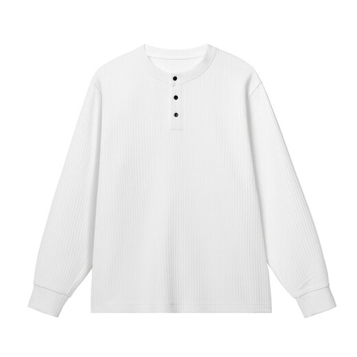 XUANSENTU Henry collar long-sleeved T-shirt men's spring textured inner layering shirt teenagers loose silhouette fashion brand clothes white 2XL (180) 150Jin Jin equals 0.5kg to 170Jin Jin equals 0.5kg can be worn