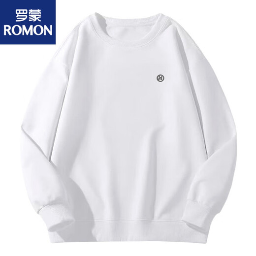 罗蒙（ROMON）重磅春秋季新款堆堆领卫衣男士重磅美式青少年外套帽衫上衣潮流 黑色圆 领卫衣款-1365【GL】 加 S 【建议95-120斤】