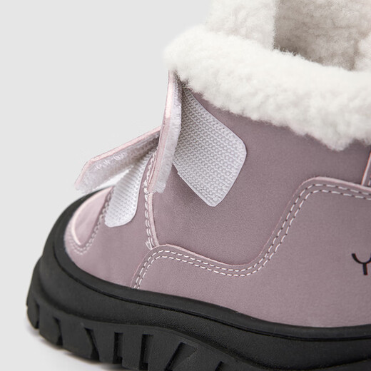 British children's boots winter plus velvet warm cotton boots for boys and girls thickened anti-kick boots Pink purple 24 Recommended foot length 14.3-14.8
