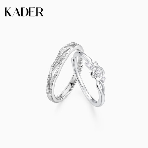 Cardillo Rose Story 999 silver couple's ring A pair of rings for marriage and proposal, adjustable birthday gift for girlfriend Rose Story ring/999 silver/Ghostwriting greeting card