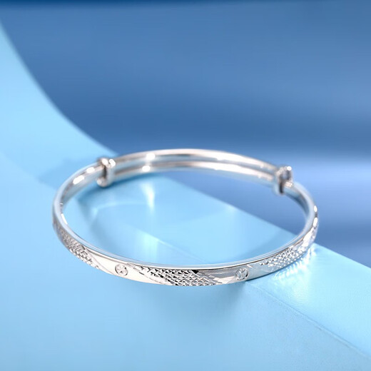 Mengjinyuan Platinum Bracelet PT950 Imitation Diamond Turn Flower Colorful Bracelet Push-Pull Style Women's Gift for Girlfriend, About 19.94g