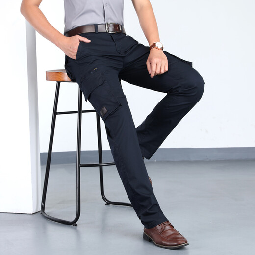 Jeep/Jeep Work Pants Уваженные много карманные повседневные брюки мужские весенние и летние тонкие хлопковые открытые многокачественные штаны осень и зимние толстые военные брюки крупного размера 9923 темно-синий (тонкий стиль) 32 (окружность талии 2,5 фута).