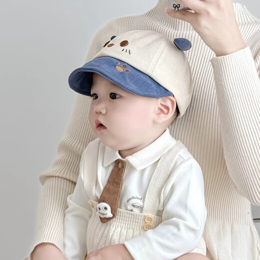 Aibaoxi Baby Hat Spring and Autumn Baby Peaked Cap Cartoon Baseball Cap Children's Outing Sun Hat Blue Bear T150