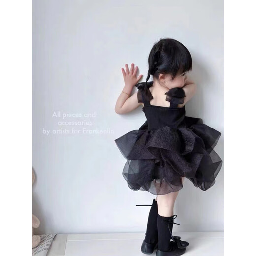 叶余公主裙女童夏季连衣裙婴儿裙子吊带蓬蓬裙宝宝礼服 白色 80 建议身高70cm左右