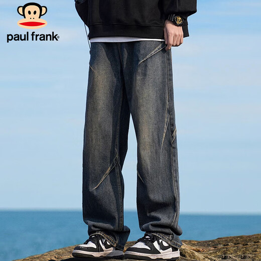 Paul Frank Jeans Men's American Autumn and Winter Loose Pants Men's Pleated Casual Pants Men's Pants Retro Blue XL