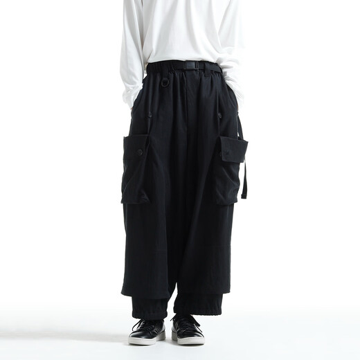 Y-3/Y3 Herrenmarke Lose und modische große Taschenhosen mit Weitbein-Hosen Raiby-Leg Casual Hosen JD3523 Black JD3523 M