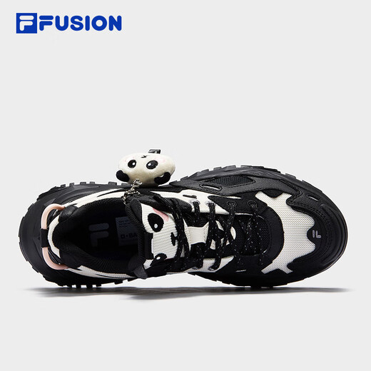 FILA FUSION Women's Shoes New Hard Candy Thick Sole Casual Dad Shoes Cat Claw Pendant Sneakers for Women Black/Milk White-BG 37.5