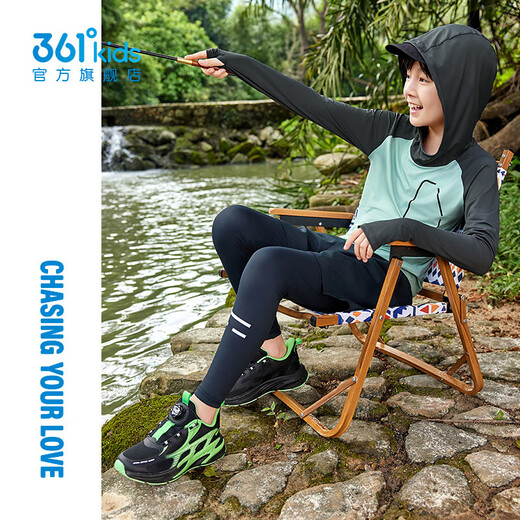 361 Children's clothing boys' hooded long-sleeved sweater 2025 spring new style medium and large children's tops sun protection base layer Hong Kong gray green/gravel gray 170