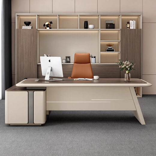 Boss Shu Sheng's office desk and chair combination is simple and modern. President supervisor manager desk desk executive desk office single table 1.8 meters * 0.8 meters including installation.