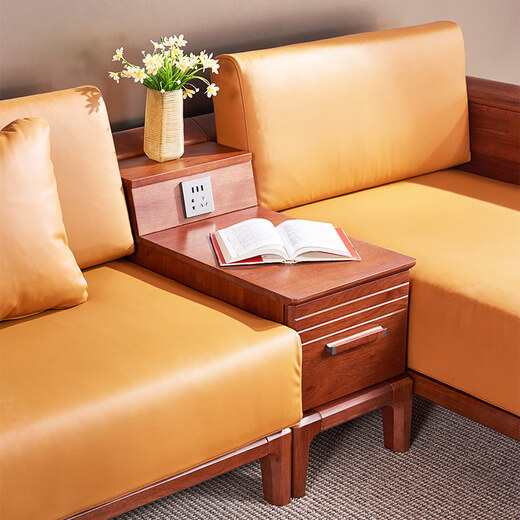 Sofá de paquete suave de madera maciza Guangming Sala de estar simple Combinación de sofá de concubina imperial 3892 Sofá de esquina derecha