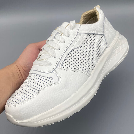 
Western Region Camel Leather Sports and Casual Men's Shoes Hollow 100-Layer Cowhide Breathable Comfortable Lightweight High-Elastic Thick Sole Strong Sneakers 688 White and Cold Men Please read [must read before shooting] 38 Shoot by the size of the sneakers