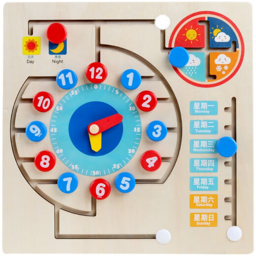 CZC early education toy wall digital clock track positioning wooden busy board 2-3-6 years old, character relationship search position