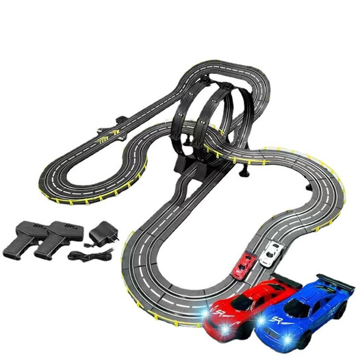 
Shengji two-person racing track car toys children's electric remote control car train track track boy birthday gift 18.1 meters electric track racing 2024 upgrade race 2* electric remote control + 2* hand-crank remote control + 4* remote control