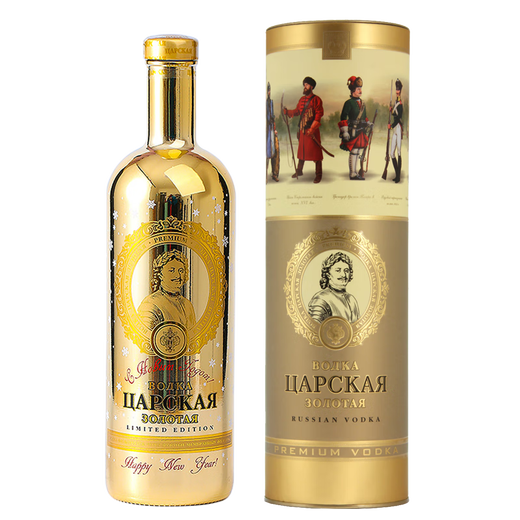 沙皇【超市洋酒】沙皇伏特加礼盒装 俄罗斯Russia原瓶进口洋酒 全金1000ml*1瓶