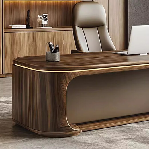 Ningqiu Luoge (NICHLORT) new Chinese style solid wood boss desk simple modern paint desk chairman's office black walnut executive desk 2.6 meters boss desk ash wood