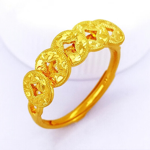 OFK Old Phoenix 999 Gold Gold Silver Five Emperors Money Crushed Ice Ring Live Female Ring Ring Light SN2851 0 Points 10g Old Phoenix Gold Store Model