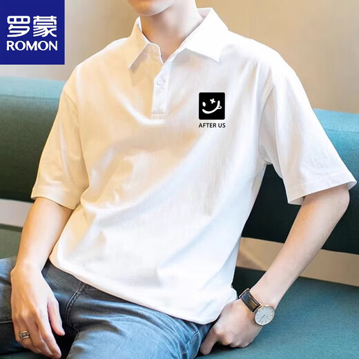 Lomon American Retro Herren Polo. Kurzärärmelte lose, vielseitiges Lapel-T-Shirt 2025 Sommerbaumwollbaumwolle halbärmelig [3895-Wasp] Weiß 3xl 170-190jin [Jin ist 0,5 kg]