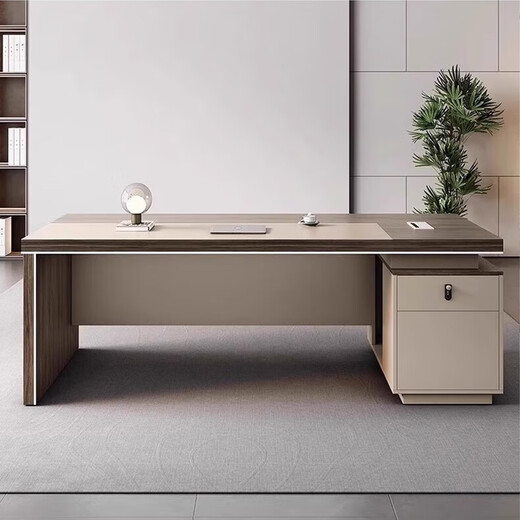 Fubaisen light luxury desk boss table and chair combination simple modern financial table president desk supervisor manager office table 1.6 meters boss table + boss chair