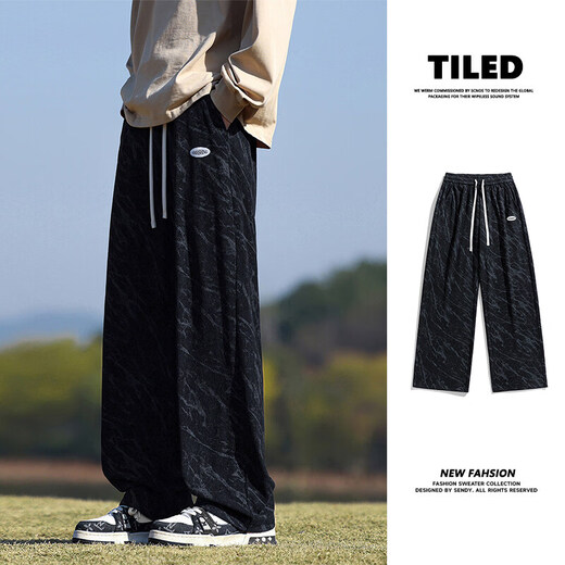 
LofVRANG (LOFVRANG) large size straight sports casual pants for men Spring and Autumn Men's loose fat men's pants for men with fat plus larger men's pants Black 8XL suitable for 275 to 300 Jin [Jin equals 0.5 kg]