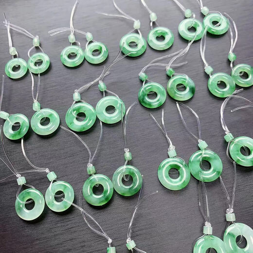 Moqianxue myanmar Jade Yang Green Серьги пончики ic