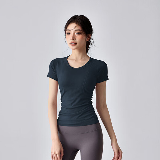 LULULMCCTN yoga short-sleeved women's slimming Pilates professional training sports top morning jogging exercise fitness T-shirt white XL