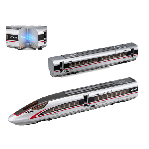 Control remoto de Yuanqi Lingli Track Electric Fuxing Train Simulación de juguete Aleación de riel de alta velocidad Modelo de EMU Modelo de niños y regalos de juguete para niños [aleación de control remoto] Fuxing Silver-Four Sections con paso elevado *1+ Plataforma *2+ Double Circular *1 1
