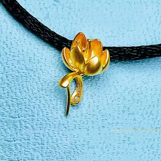 Library selects 18k gold buckle retro frosted three-dimensional lotus buckle jadeite Guanyin Buddha jade pendant pendant buckle clip 18k gold k yellow straight hole