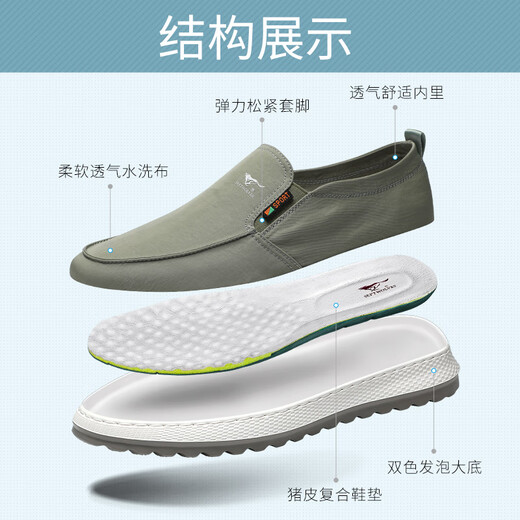 七匹狼鞋子男鞋夏季透气帆布鞋男士一脚蹬休闲鞋软底轻便懒人鞋 1187 绿色 41 皮鞋码