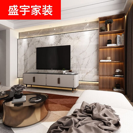 电视背景墙瓷砖北欧风格现代简约大理石地台岩板大板9001800 整套背景墙#XPo679 7-10