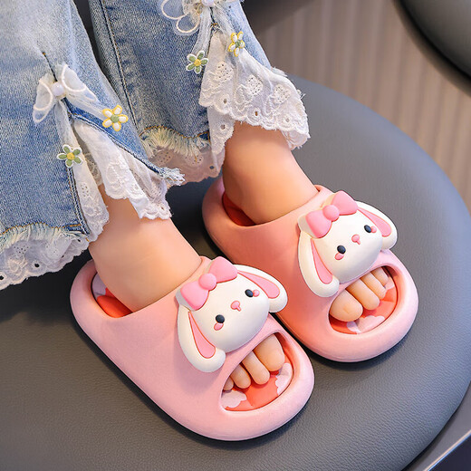 Children's slippers for girls in summer 2025 new non-slip children's home indoor bathroom anti-slip bath cartoon slippers pink (upgraded version of environmentally friendly material) 12 size 32/33 (shoe length 19 suitable for foot length 18CM
