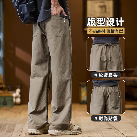 
Semir 2025 new paratrooper work clothes floor pants men's American straight-leg casual pants men's loose wide-leg sports pants 9855 black M