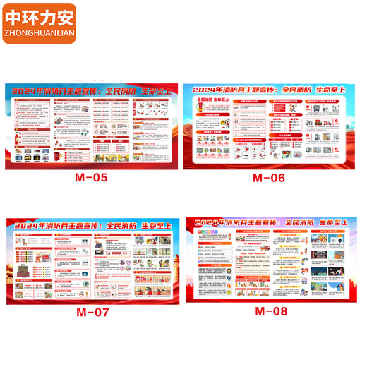 中环力安【1.2*2.4m户外海报02款】消防月横版海报挂图 宣传栏宣传画展板消防安全海报贴纸MYN9277B