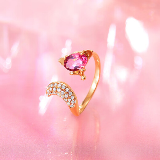 Meluxe 18K Gold Color Girl Ring Turmaline Ring Diamond Style Geburtstagsgeschenk für Freundin [R15780] Turmalin ungefähr 60 Minuten
