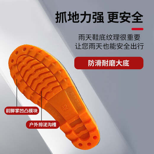 乐优佰易 雨鞋黑色雨靴中筒41码 防水鞋胶鞋户外雨天耐磨不易滑