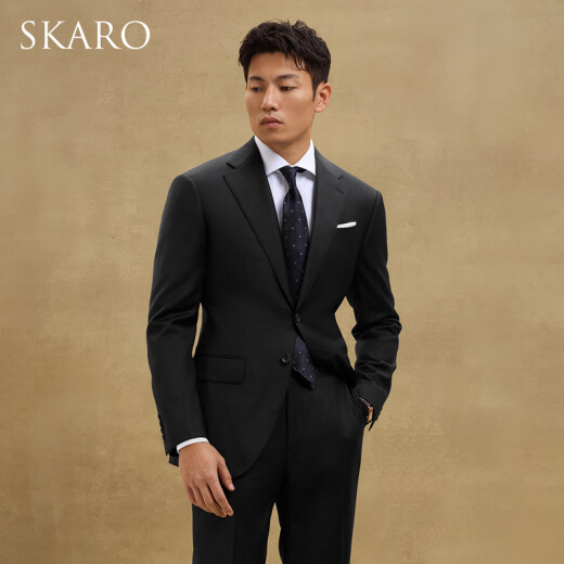 SKARO【高支数澳洲纯羊毛】高端商务西装外套男休闲单西结婚西服 黑色SKG013（单西） 44