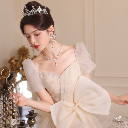 Libaixin abendkleid hell Luxus Nische High-End-Bankett weibliche Temperament High-End-Gefühl Schöner Kunstprüfungshost Jahrestreffen für Erwachsene Geschenk Champagner Farbe XL Vorschlagen 115-120jin [Jin ist 0,5 kg]